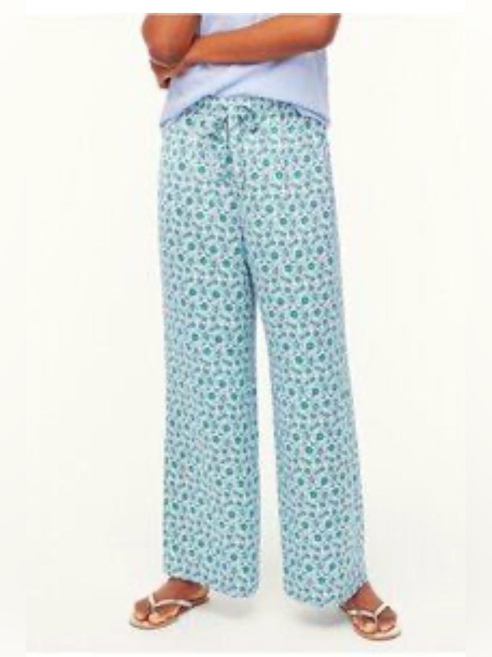 J. Crew Silky Pajama Pants – Teal & Blue Paisley Floral – Size Medium